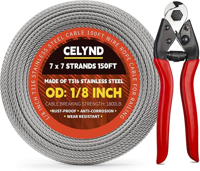 Stainless Steel Cable for Railing - 150FT 1/8" T316 Wire Rope Cable for Deck Railings System Kit | Amazon (US)