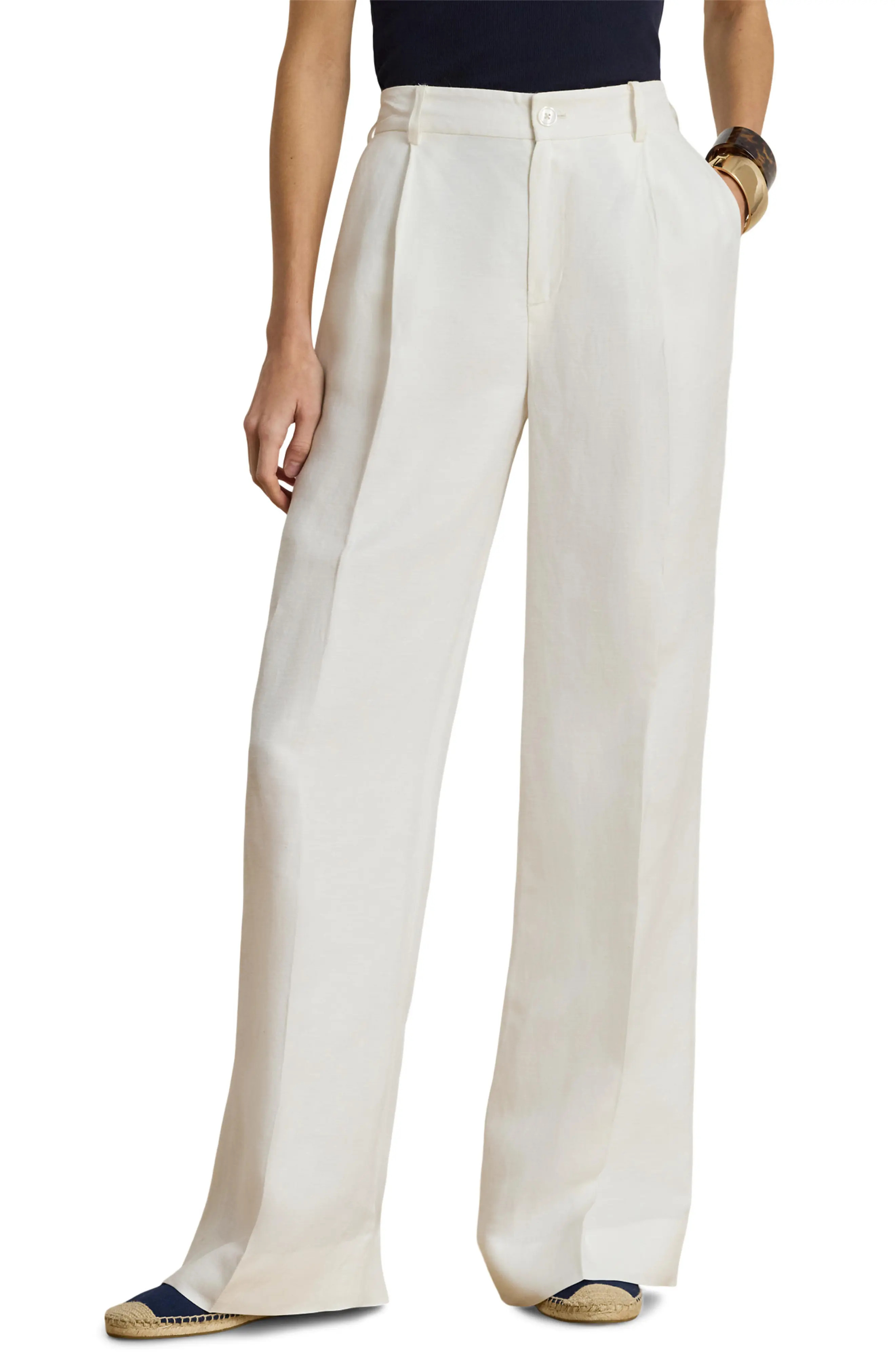 Linen Blend Twill Wide Leg Pants (Women) | Nordstrom | Nordstrom