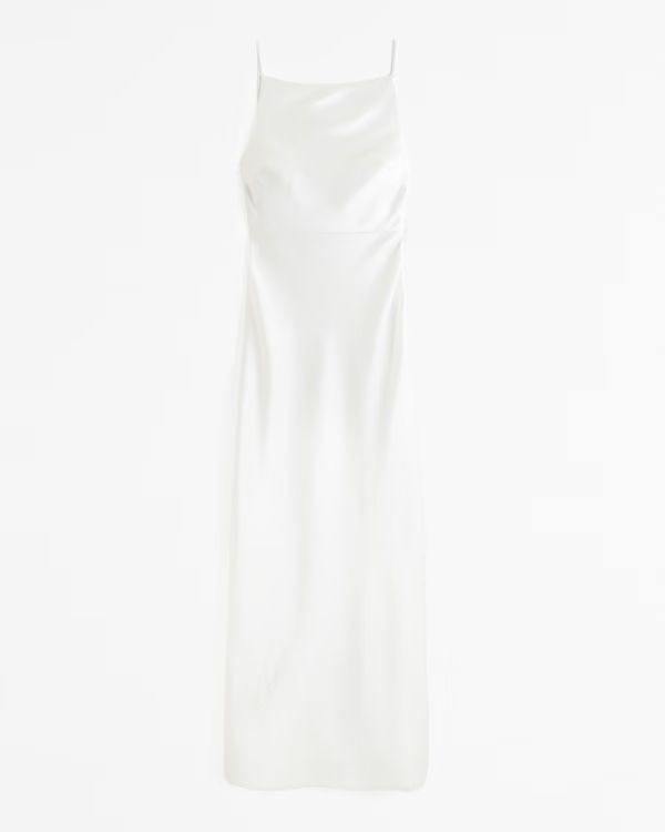 High-Neck Crinkle Satin Gown | Abercrombie & Fitch (US)