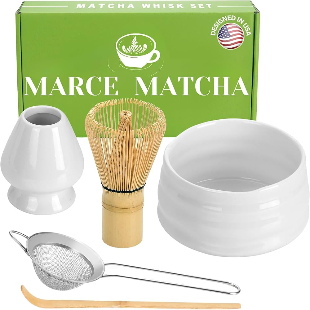 Marce Matcha Whisk Set- Matcha Whisk and Bowl, Matcha Sifter, Matcha Whisk Holder and Matcha Spoo... | Amazon (US)