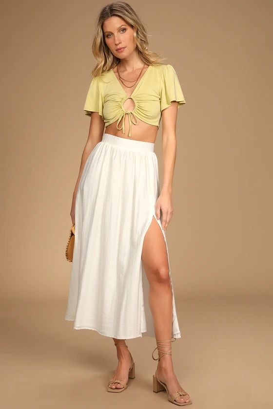 Summer's Favorite White High-Waisted Midi Skirt | Lulus (US)