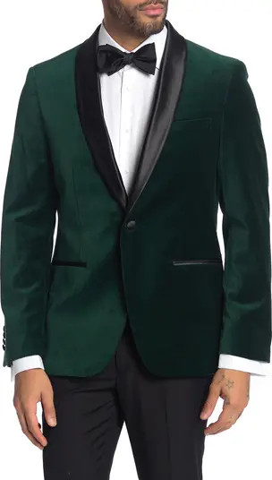SAVILE ROW CO Emerald Shawl Collar One Button Velvet Suit Separate Sport Coat | Nordstromrack | Nordstrom Rack