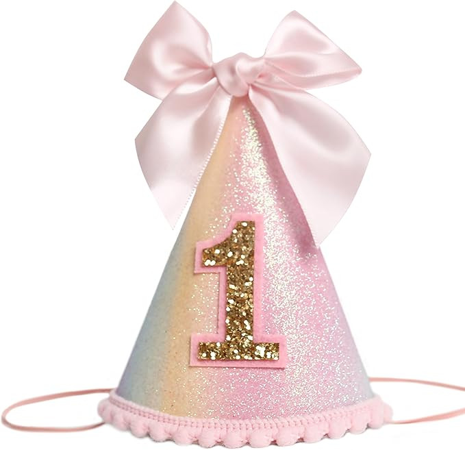 HGFC Birthday Decorations - Pink Bow 1st Birthday Hat For Girls,First Birthday Crown,1/2 birthday... | Amazon (US)