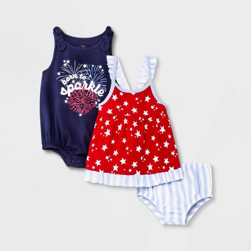 Baby Girls' 2pk Americana Romper - Cat & Jack™ Navy Blue | Target