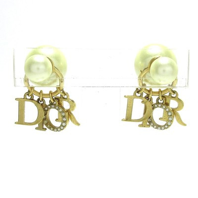 Auth DIOR/ChristianDior - Gold Cream Clear Hardware Fake Pearl Rhinestones  | eBay | eBay US