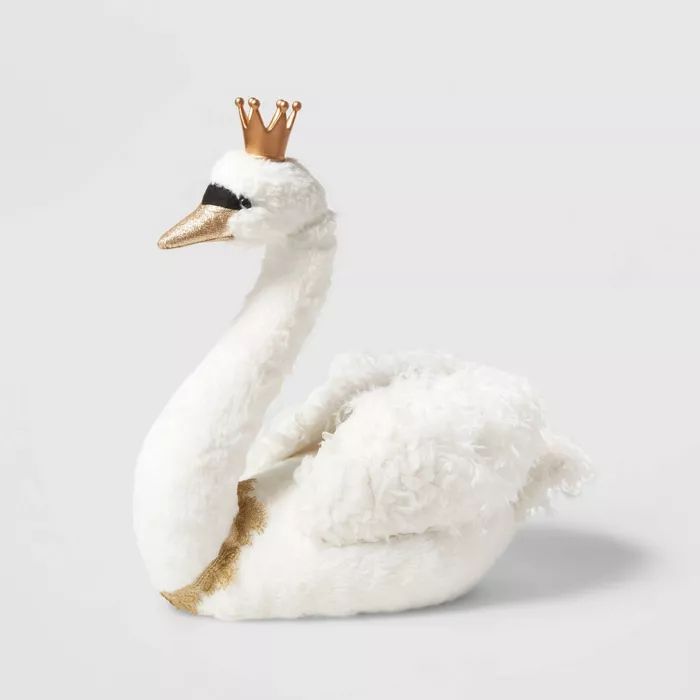 Plush Swan with Crown Decorative Figurine White - Wondershop™ | Target