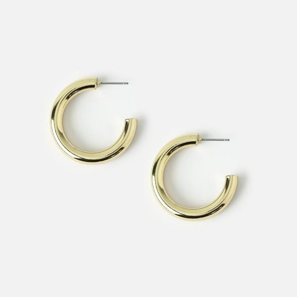 Small Clean Chunky Hoop Earrings - Gold | Orelia London