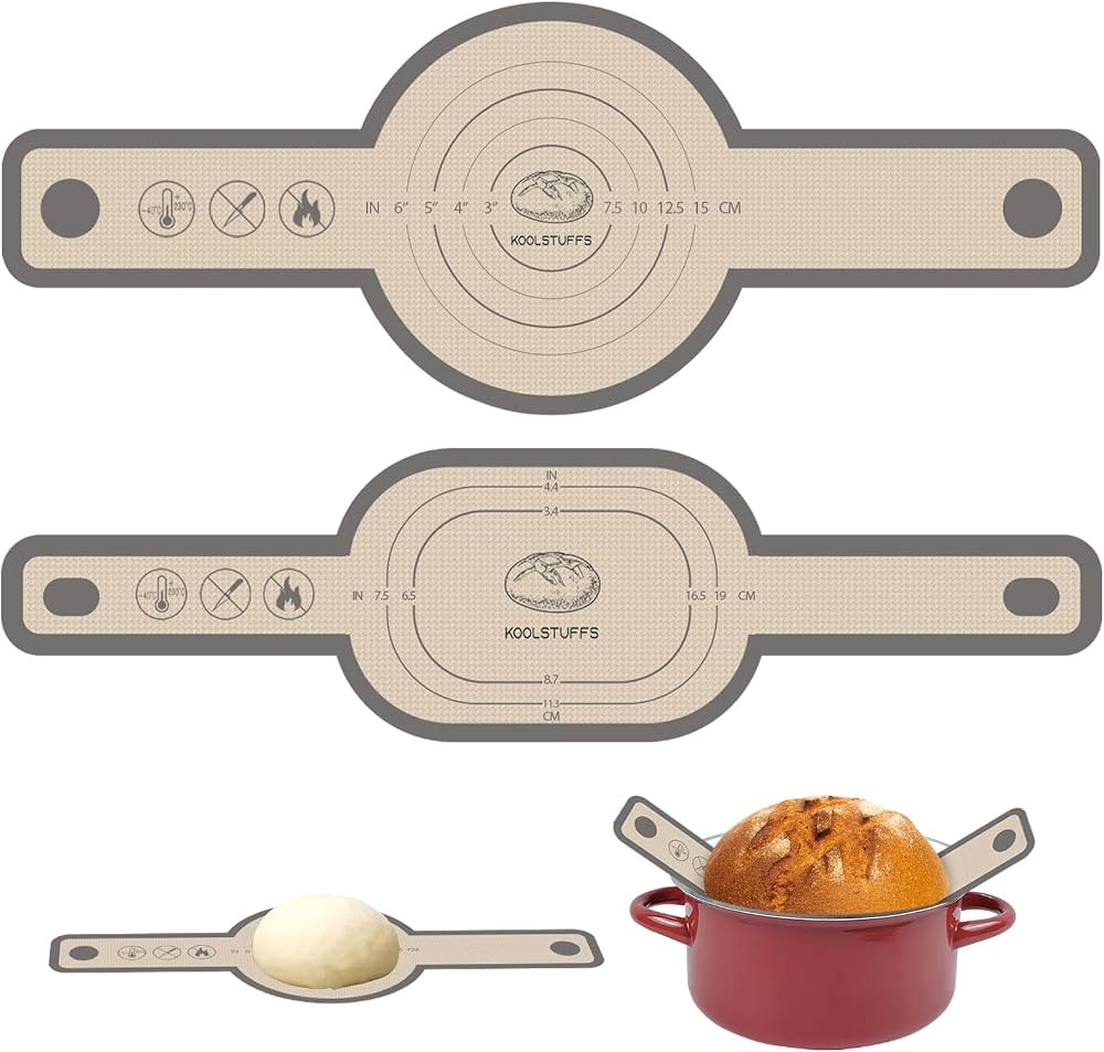 Silicone Bread Sling Oval and Round, 2 PCS Nonstick＆Reusable Bread Baking Mats, Easy-To-Clean D... | Amazon (US)