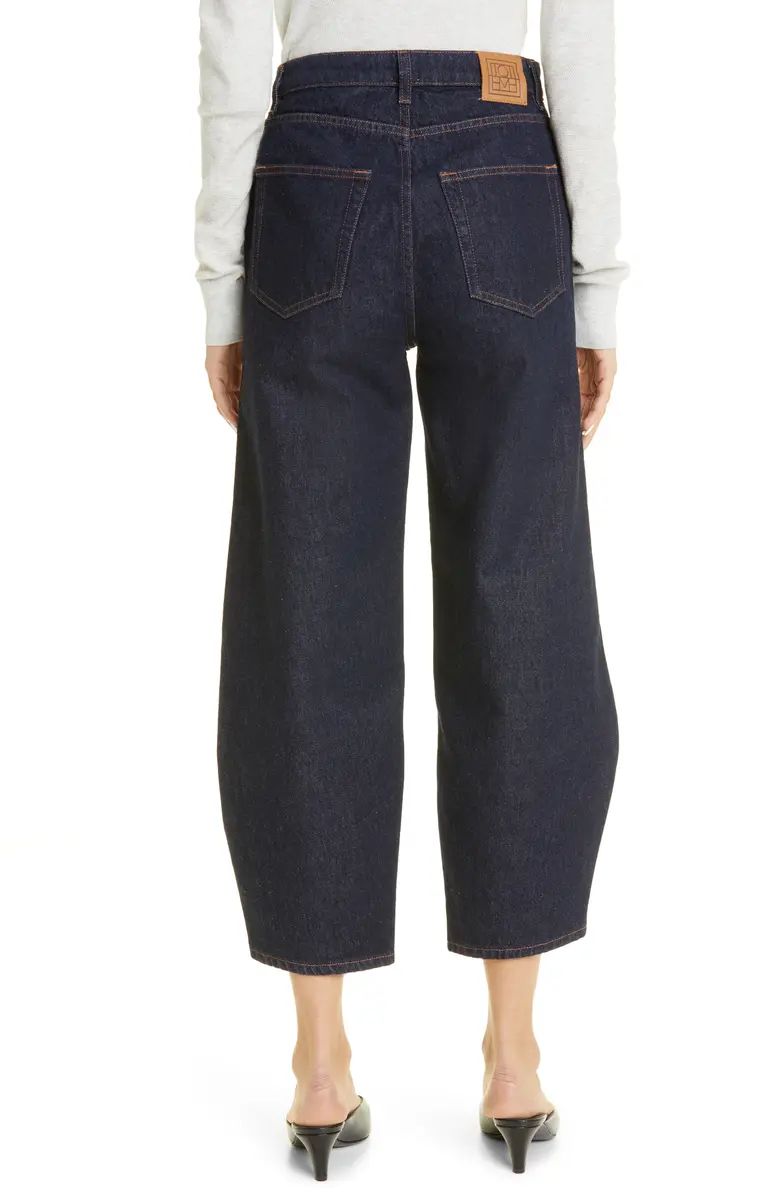 High Waist Barrel Leg Organic Cotton Raw Denim Jeans | Nordstrom