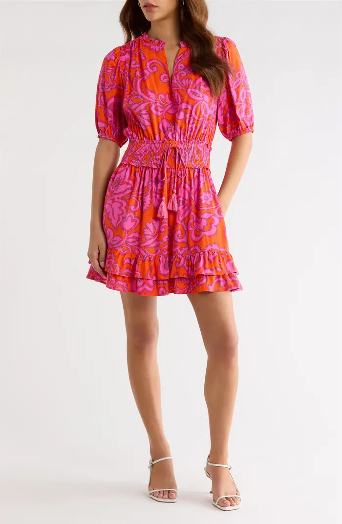Marinda Floral Jurie Smocked Minidress | Nordstrom