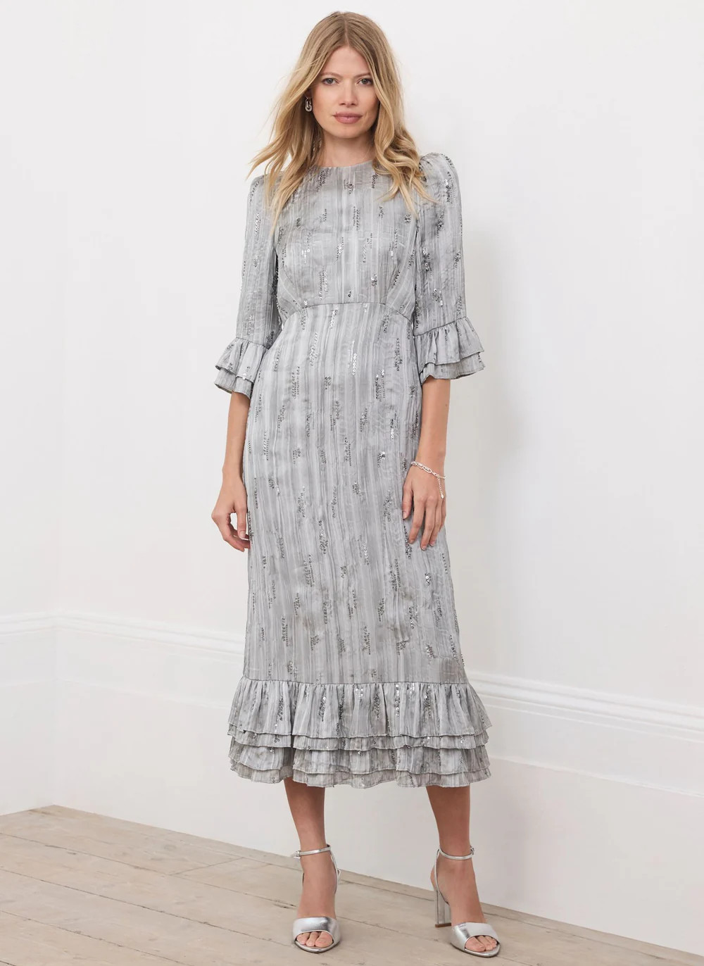 Silver Embellished Midi Dress | Mint Velvet