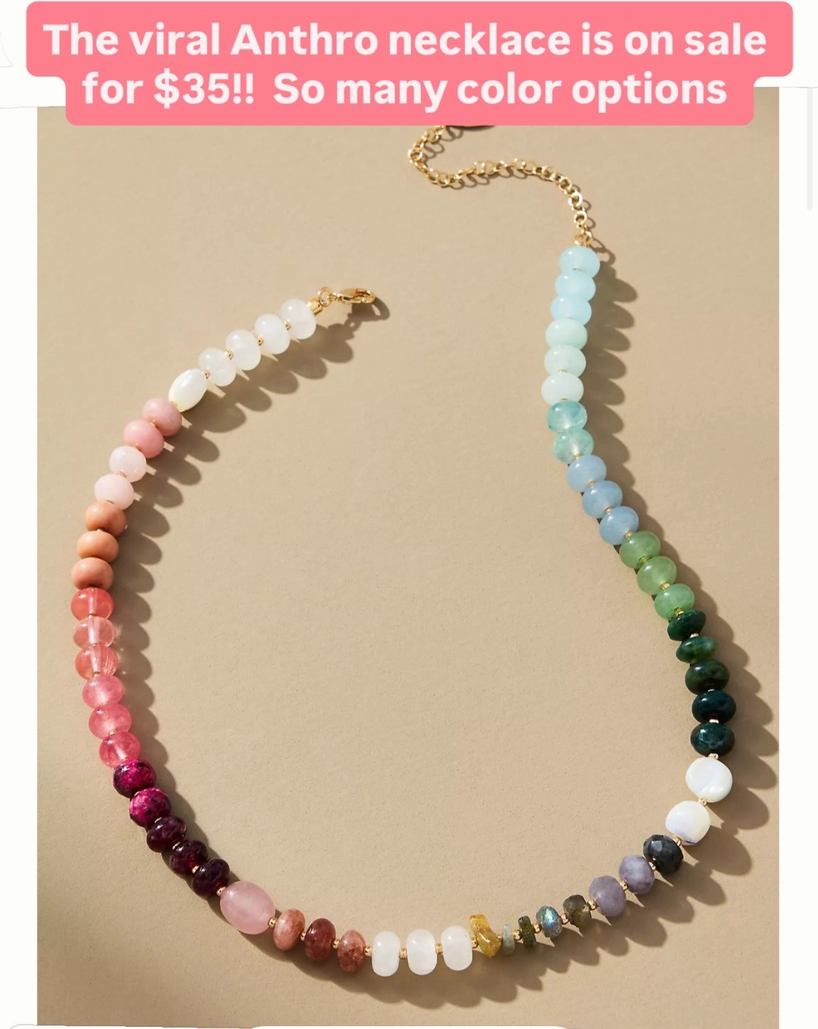 The viral Anthropologie necklace is on sale for $35 such pretty colors and other color options too #necklace #jewelry 

#LTKOver40 #LTKootd #LTKSaleAlert