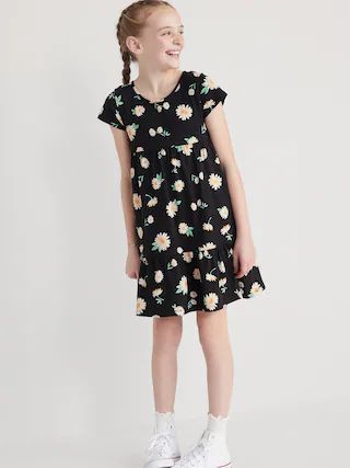 Short-Sleeve Tiered Printed Swing Dress for Girls | Old Navy (US)