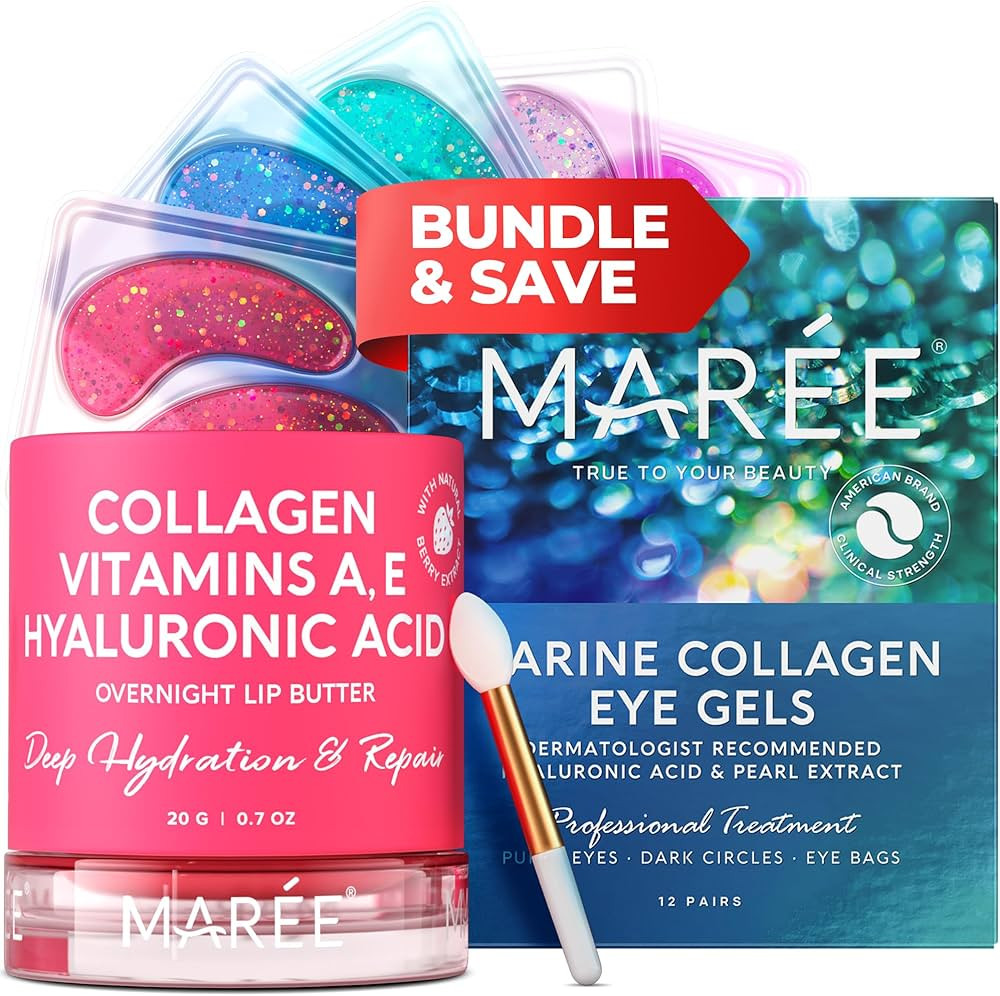 MAREE Nourishing & Refreshing Bundle - Moisturizing Overnight Lip Mask & Under Eye Wrinkle Patche... | Amazon (US)