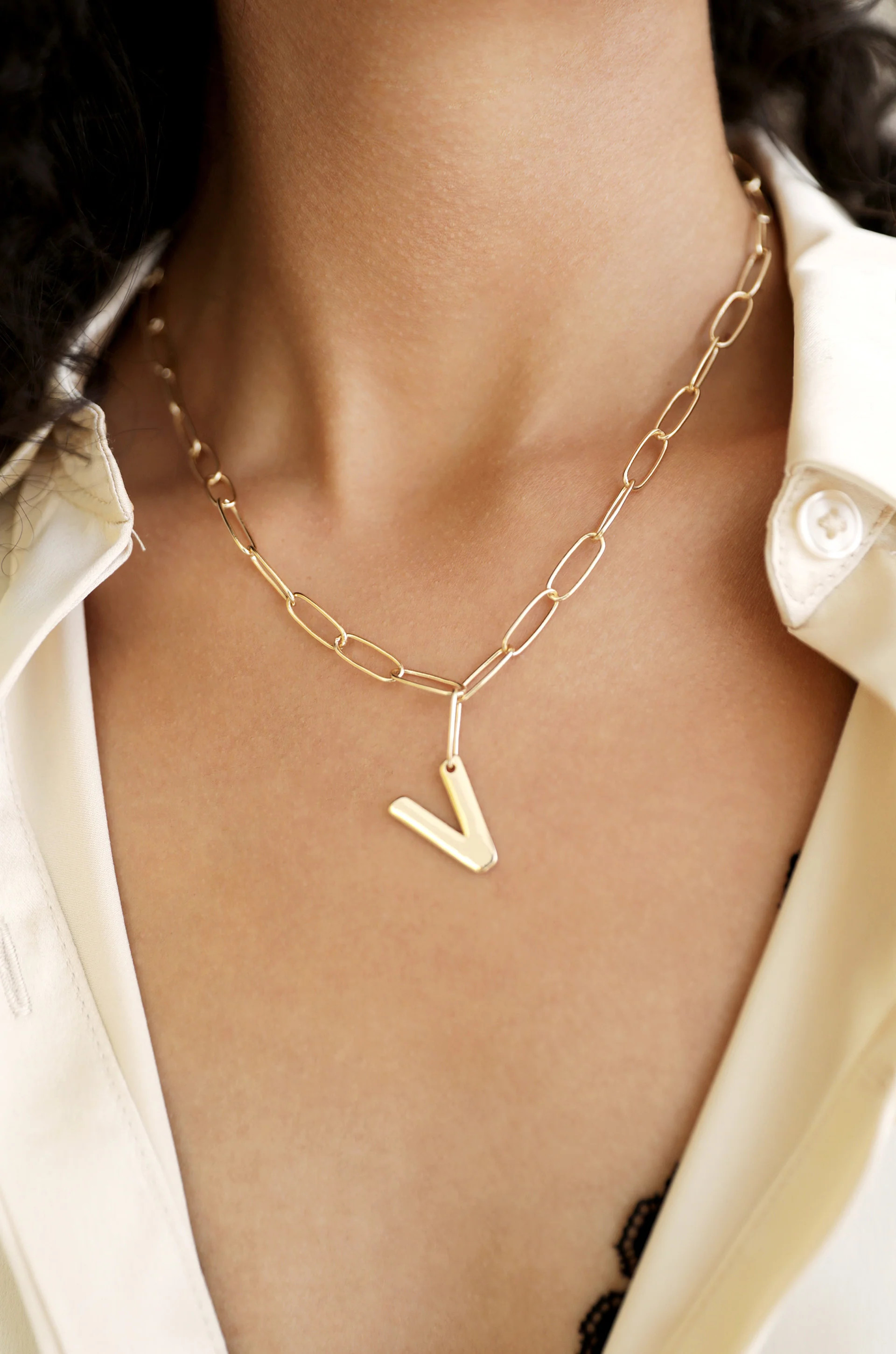 Paperclip Link Initial Necklace | Ettika