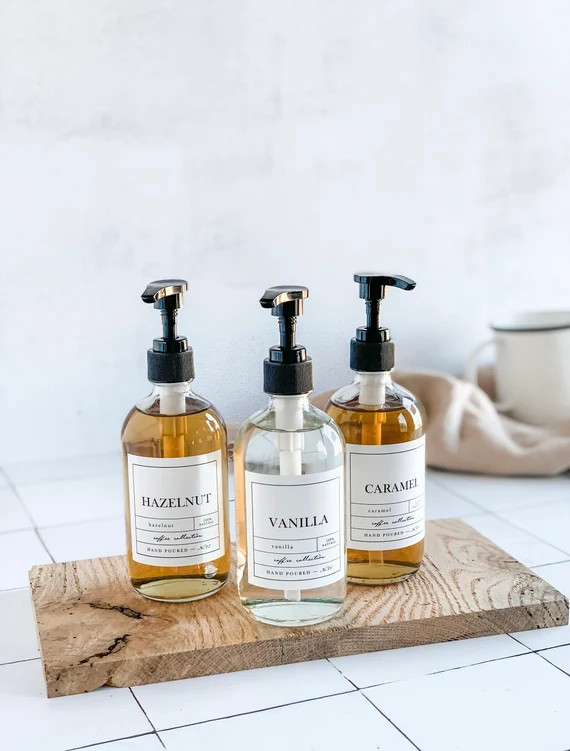 APOTHECARY Coffee Syrup Bottles  Refillable Glass Syrup | Etsy | Etsy (US)