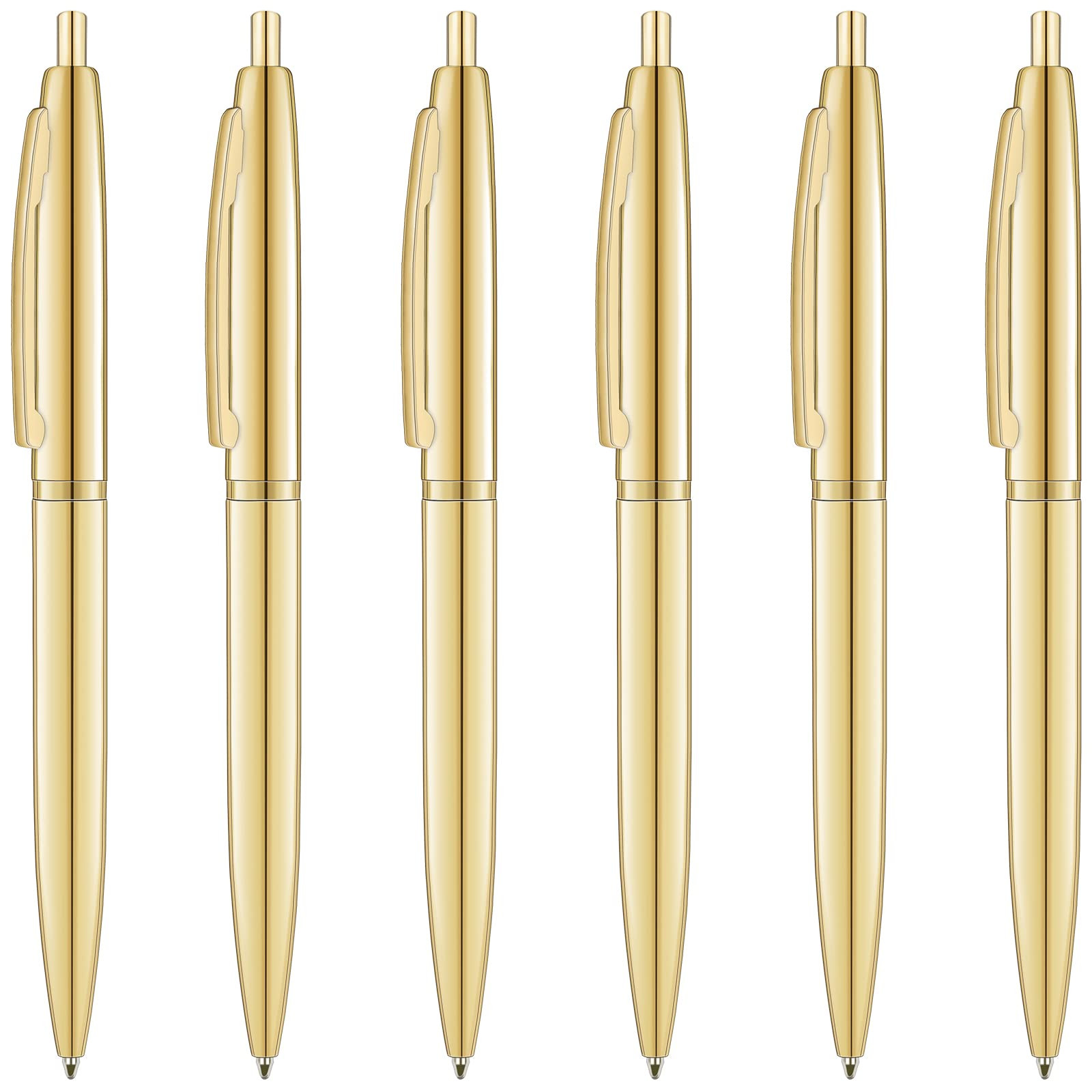 Unibene 6 Pack Gold Click Ballpoint Pens - Black ink Medium Point(1 mm), Metallic Retractable Pen... | Amazon (US)