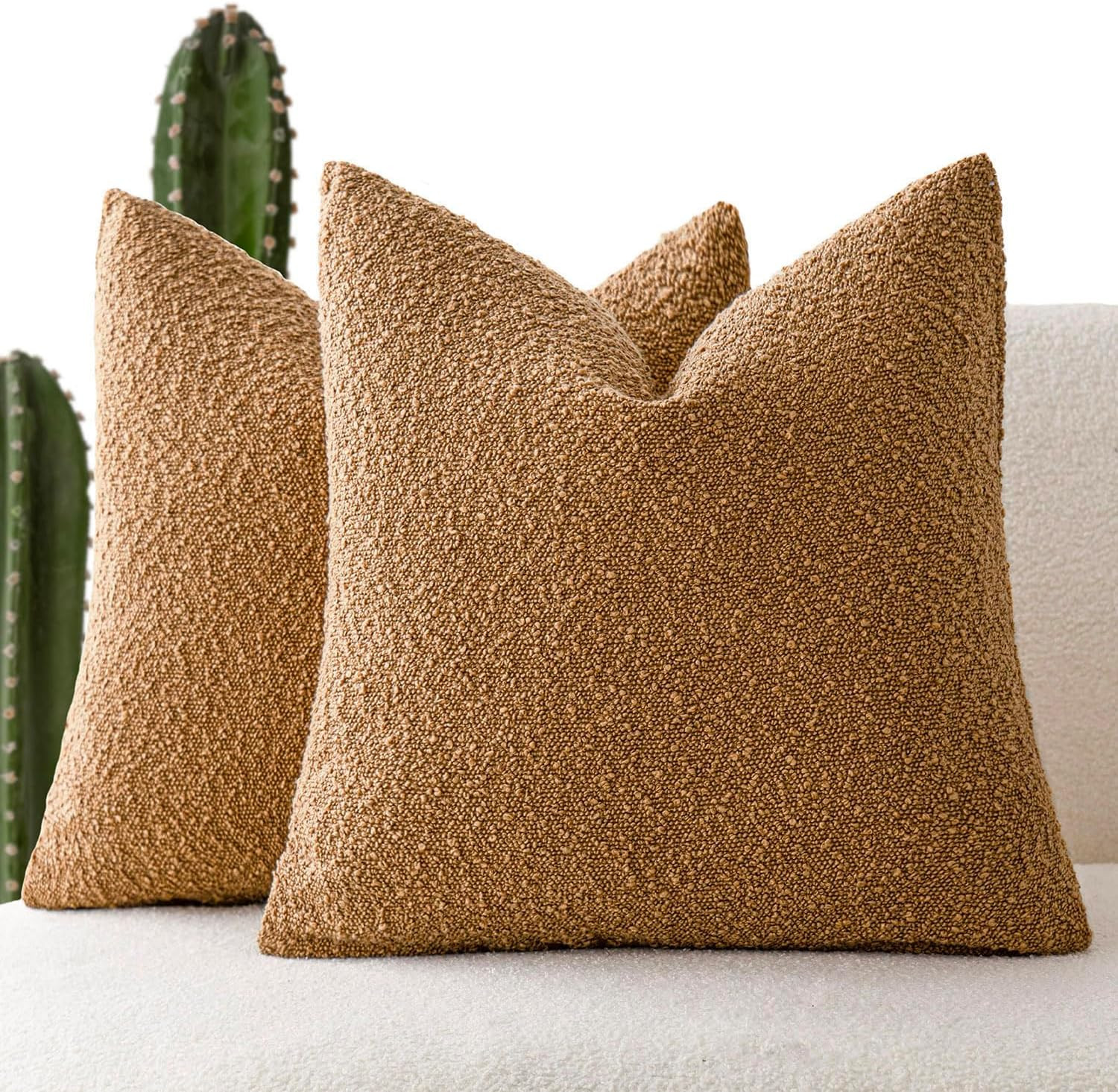 Foindtower Pack of 2 Textured Boucle Throw Pillow Covers Accent Solid Pillow Cases Cozy Soft Deco... | Amazon (US)