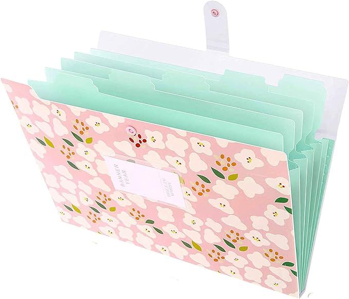 Skydue Floral Printed Accordion Document File Folder Expanding Letter Organizer (Pink) | Amazon (US)