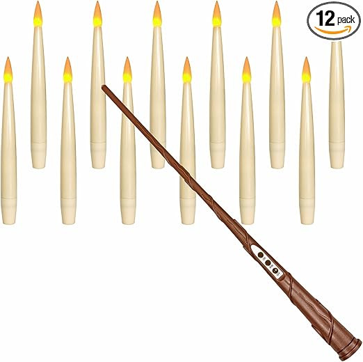 Leejec Floating Candles with Magic Wand Remote(6/18H Timer), 12pcs 6.1" Hanging Flameless Taper C... | Amazon (US)