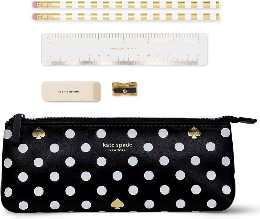 kate spade new york Pen and Pencil Case with Office Supplies, Zip Pouch Includes 2 Pencils, Sharp... | Amazon (US)