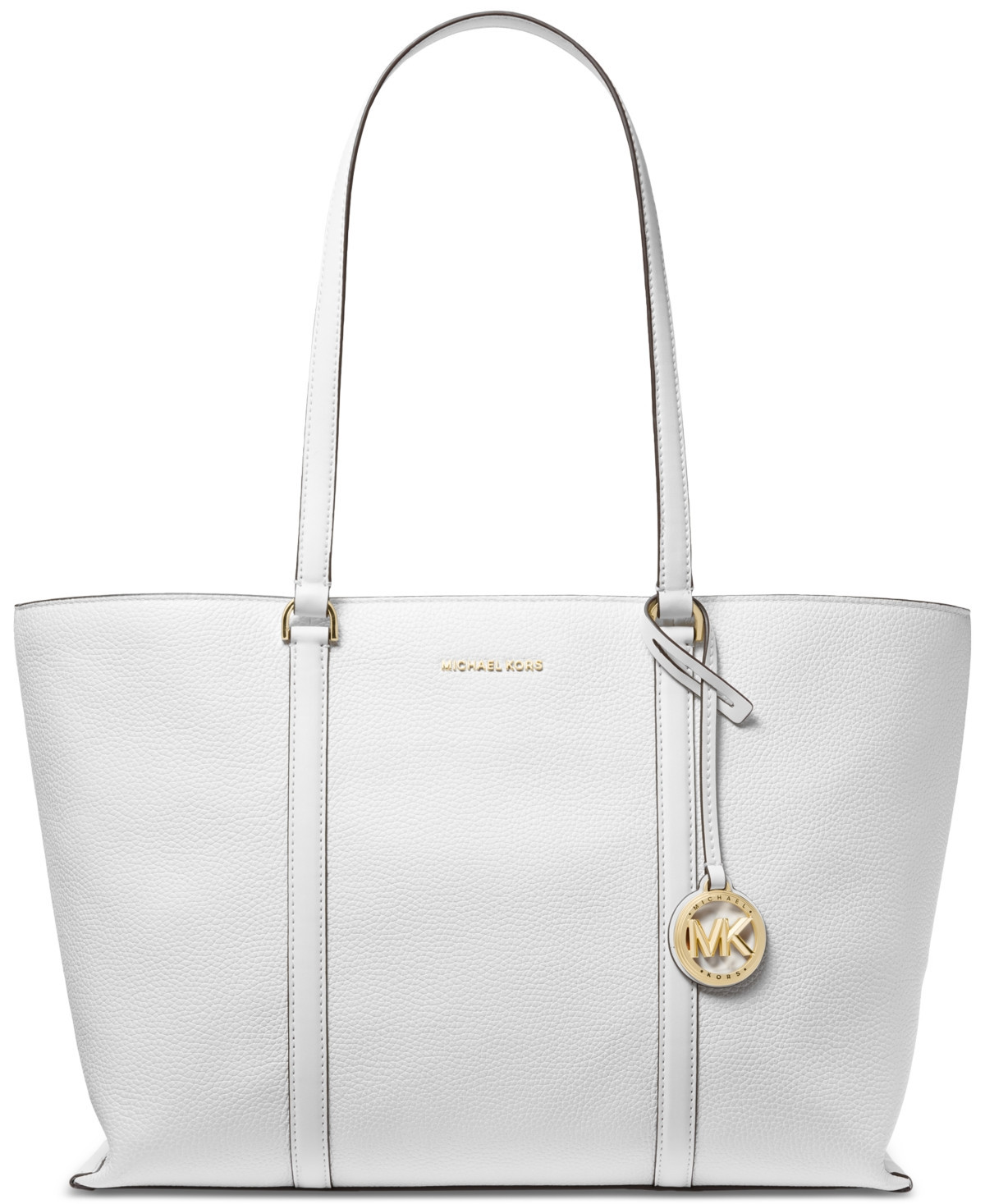 Michael Michael Kors Temple Large Leather Tote - Optic White | Macy's