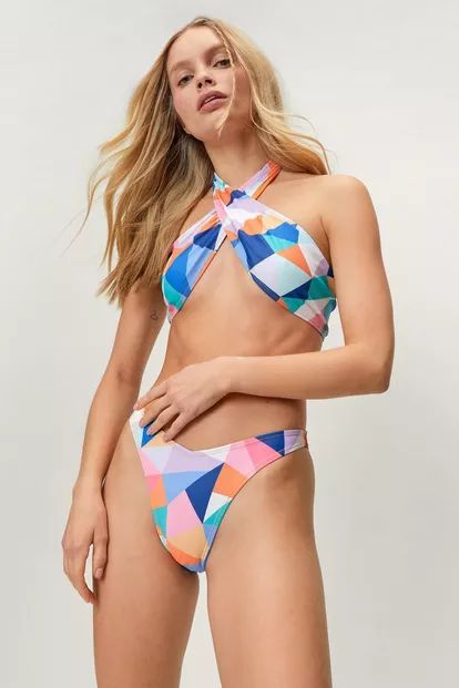 Recycled Geometric Wrap Bikini Set | Nasty Gal (US)