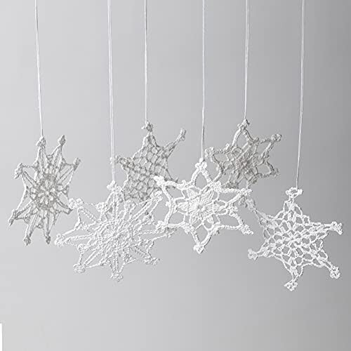 Christmas Snowflake Ornaments for Wedding, 6Pieces Crochet Snowflake for Home Decoration New Year... | Amazon (US)