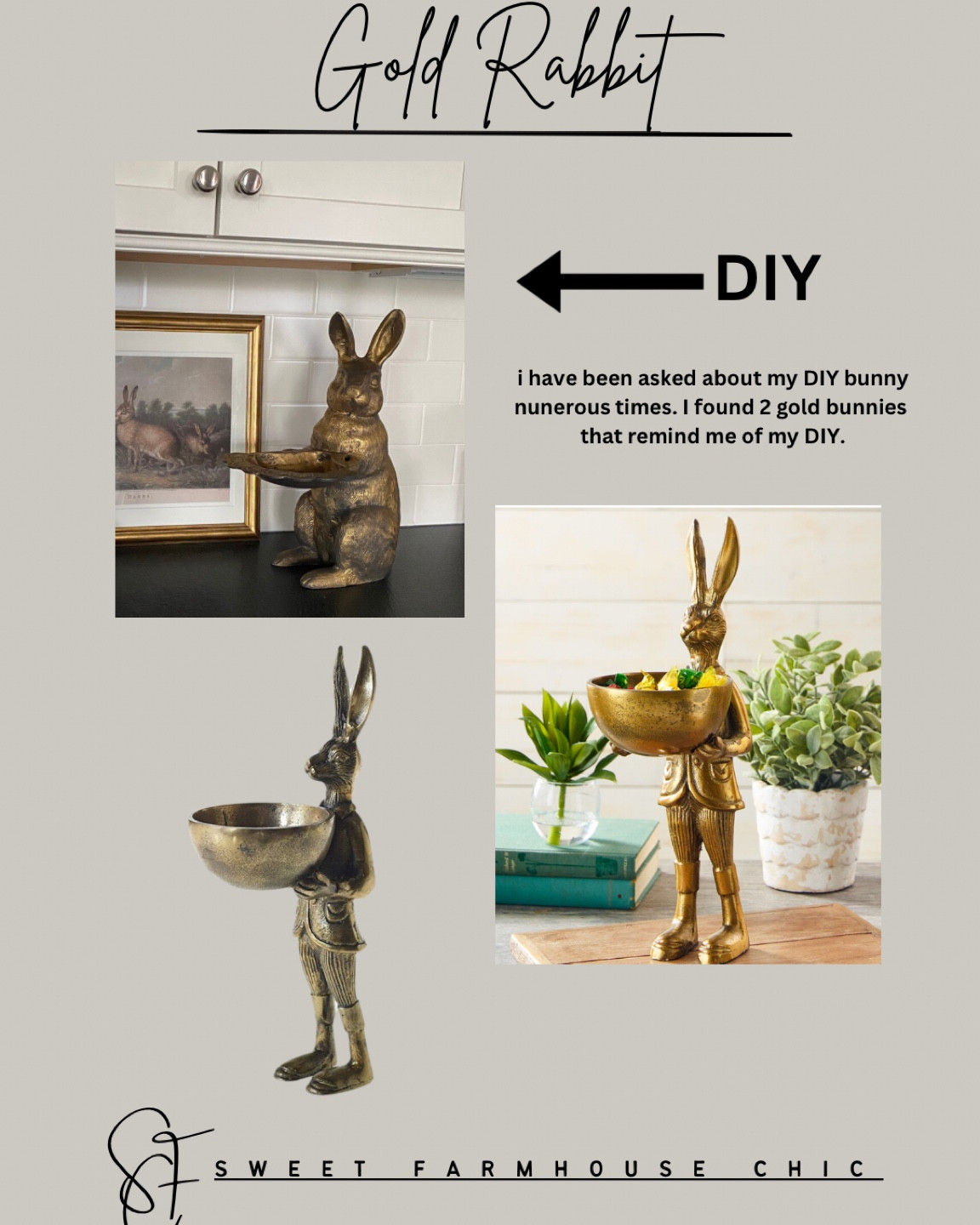 Gold Rabbits

My DIY bunny holding a tray was a hit last Easter!! I was not able to link him but I’ve found 2 gold rabbits that resemble my DIY.

Gold bunny, gold hare, gold rabbit, rabbit holding bowl



#LTKhome #LTKSeasonal #LTKfamily