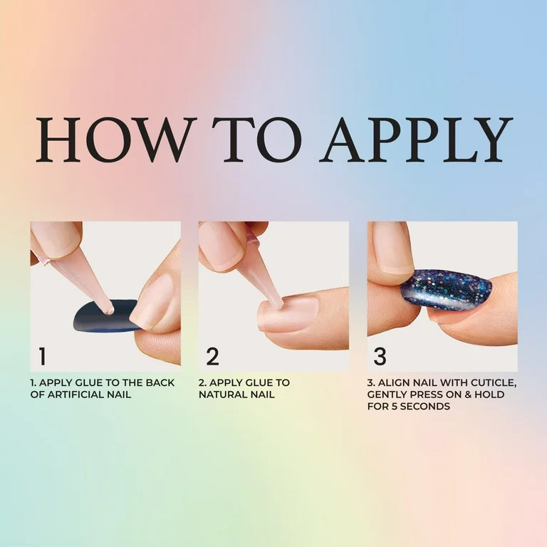 KISS Voguish Fantasy Press On Nails, ‘Starlit Serenade’, Beige, Medium Oval, 28 Count | Walmart (US)