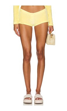Jaded London Velour Mini Shorts in Yellow from Revolve.com | Revolve Clothing (Global)