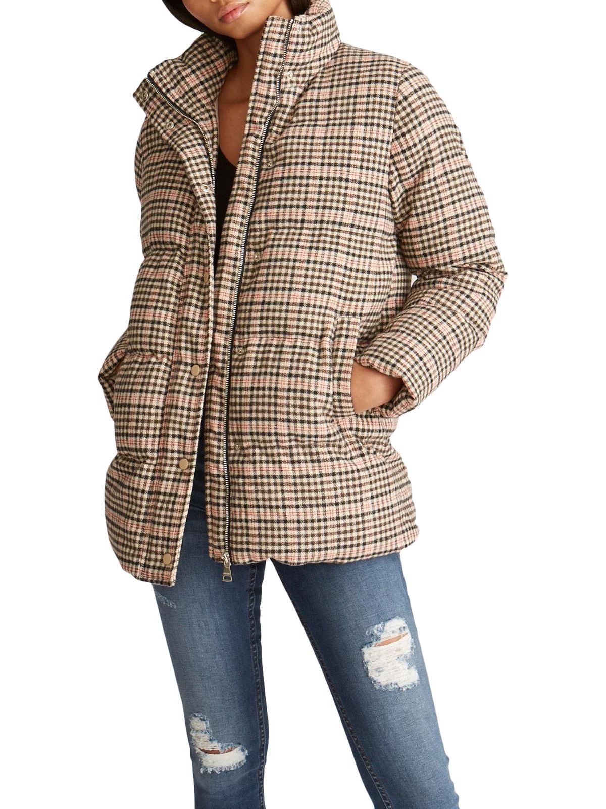 Vigoss Womens Plaid Quilted Puffer Jacket Tan S | Walmart (US)