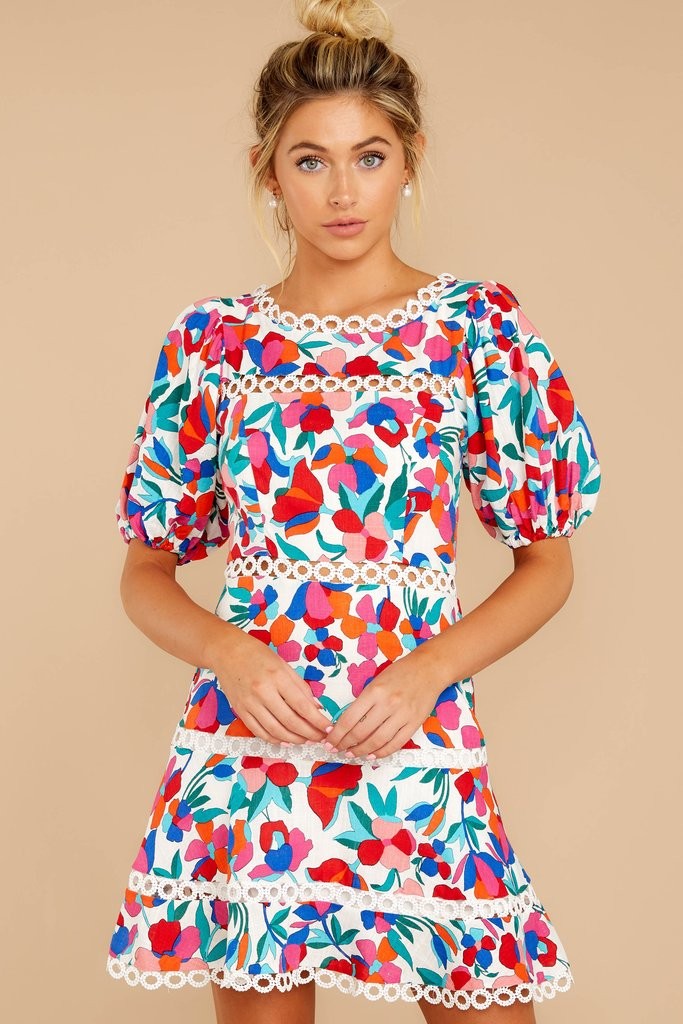 With A Flourish Red Floral Print Dress | Red Dress 