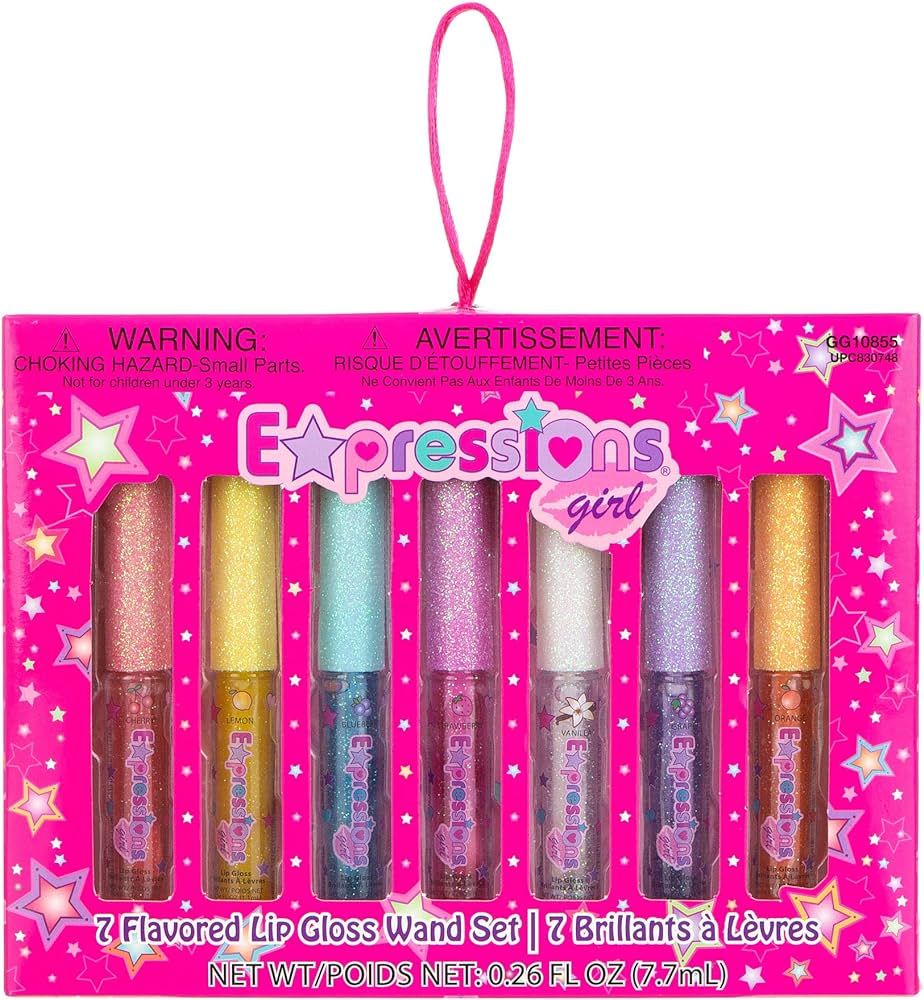 Expressions girl 7pc Fruity Flavored Lip Gloss Set - Lip Gloss in Assorted Fruity Flavors, Teen G... | Amazon (US)