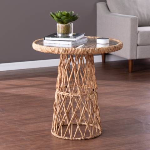 Nyborn 23 3/4" Wide Natural Water Hyacinth Accent Table | Lamps Plus