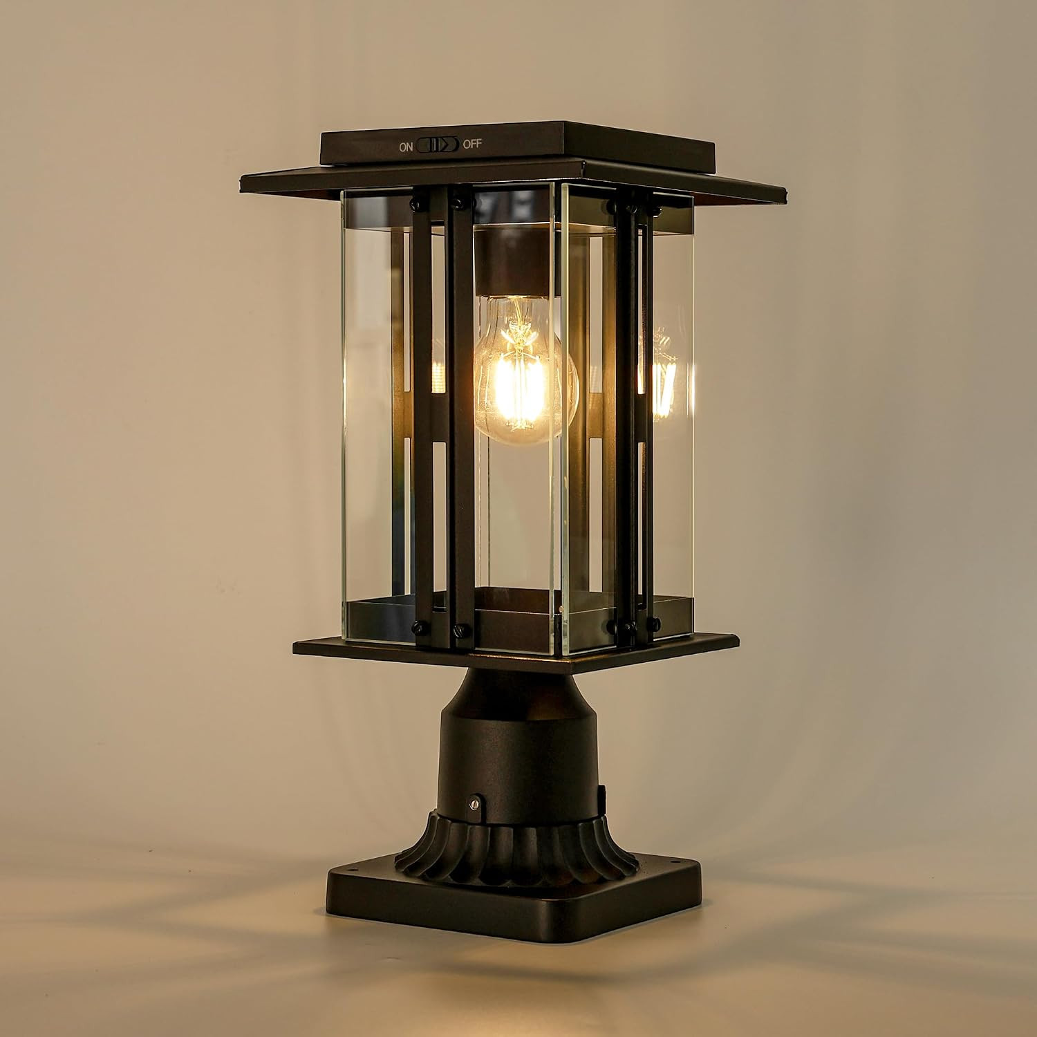 LUTEC Solar Lamp Post Light, Dusk to Dawn Craftsman Style Post Light Waterproof Solar Powered with Pier Mount Base, 200 Lumens Aluminum Post Lights Perfect for Outside | Amazon (US)