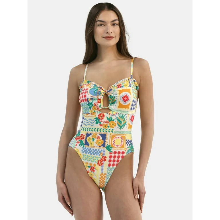 Time and Tru Women's Rope Texture One-Piece Swimsuit, Sizes XS-3X | Walmart (US)