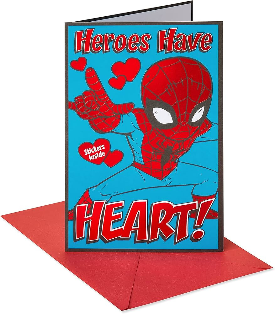 American Greetings Spider-Man Valentines Day Card for Kids with Stickers (Everybody's Little Hero... | Amazon (US)