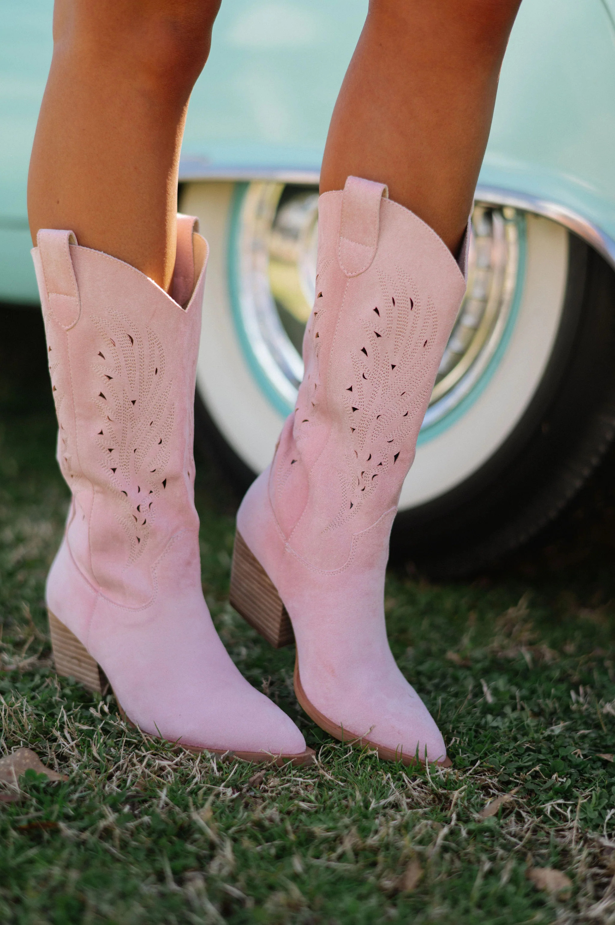 Olivia Cowgirl Boots-Pink | These Three