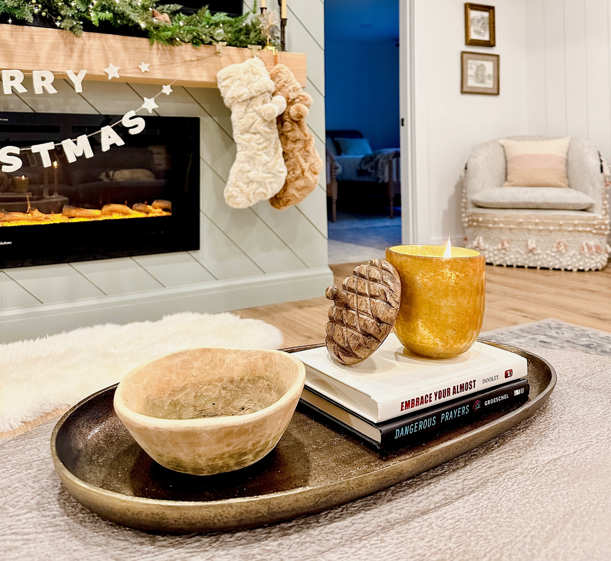 Our downstairs coffee table looked a bit empty so I purchased this beautiful tray that now holds our remotes and I am so impressed with the look and quality of it! 
Perfect addition for any coffee table or used as a serving tray. 

#LTKHoliday #LTKGiftGuide #LTKhome