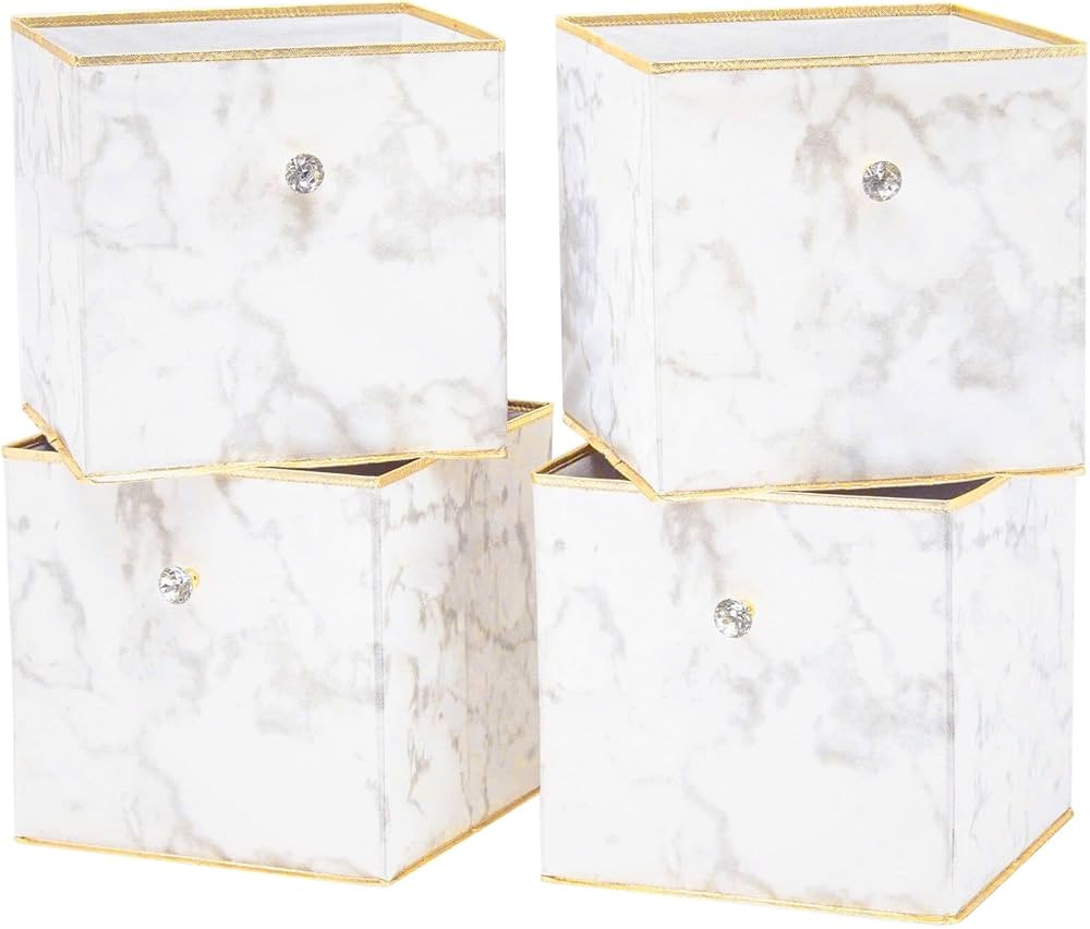 DAMAHOME Storage Cubes Organizer Bins - 13inch Foldable Decorative Crystal Diamond Knob, Closet S... | Amazon (US)