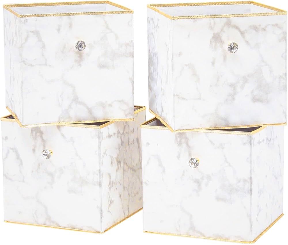 DAMAHOME Storage Cubes Organizer Bins - 13inch Foldable Decorative Crystal Diamond Knob, Closet S... | Amazon (US)