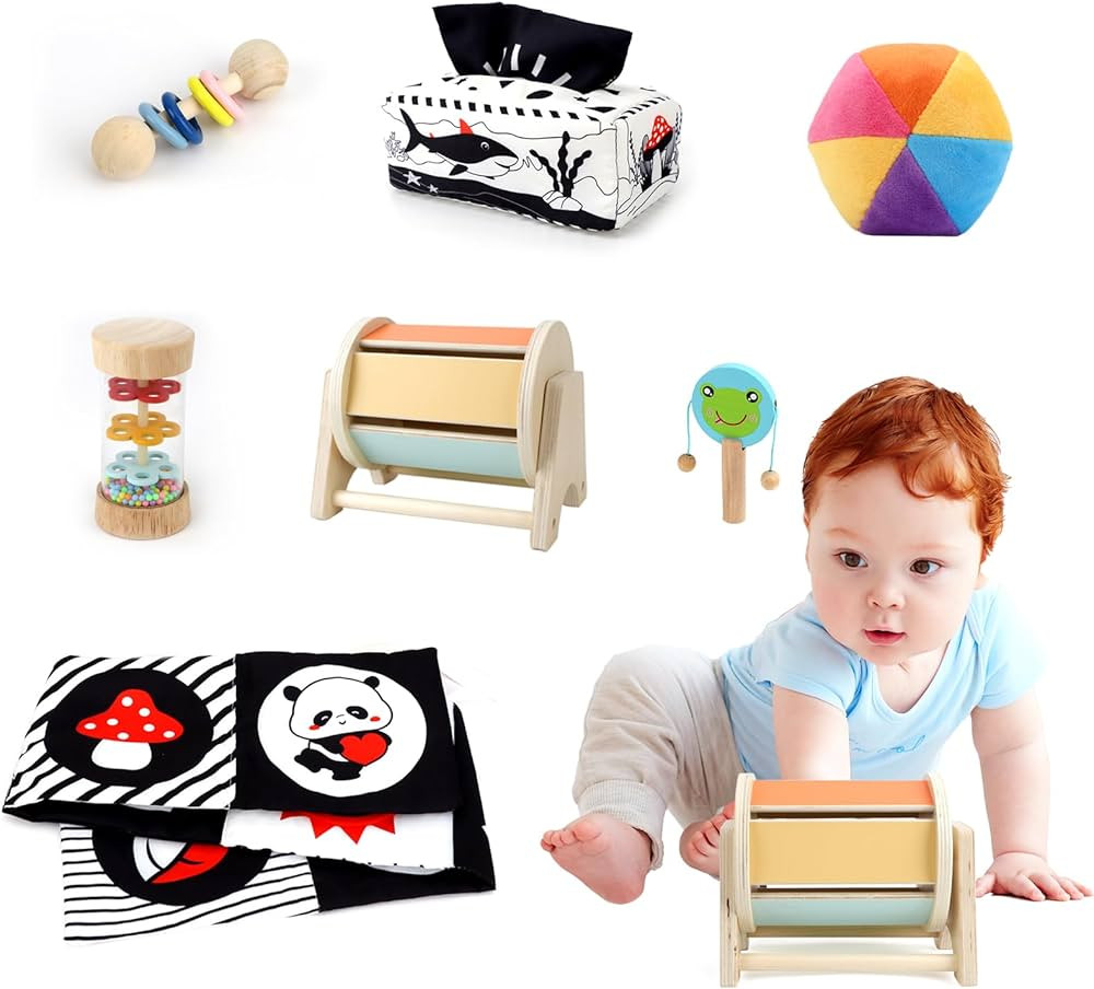 Montessori Toys for Babies 0-6 Months, 7 in 1 Learning Educational Set Newborn Toys 6-12 Months, ... | Amazon (US)
