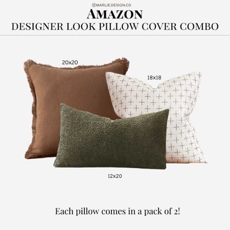 Amazon Pillow Cover Combo | throw pillow | lumbar pillow | pillow cover insert | living room styling | bedroom styling | brown pillow | green pillow | neutral pillow 

#LTKstyletip #LTKhome #LTKunder50