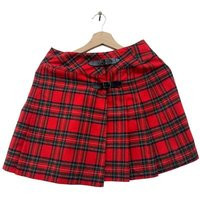 A-Line Pleated Plaid Mini Skirts Pretty Red Colour High Waist | Etsy (US)