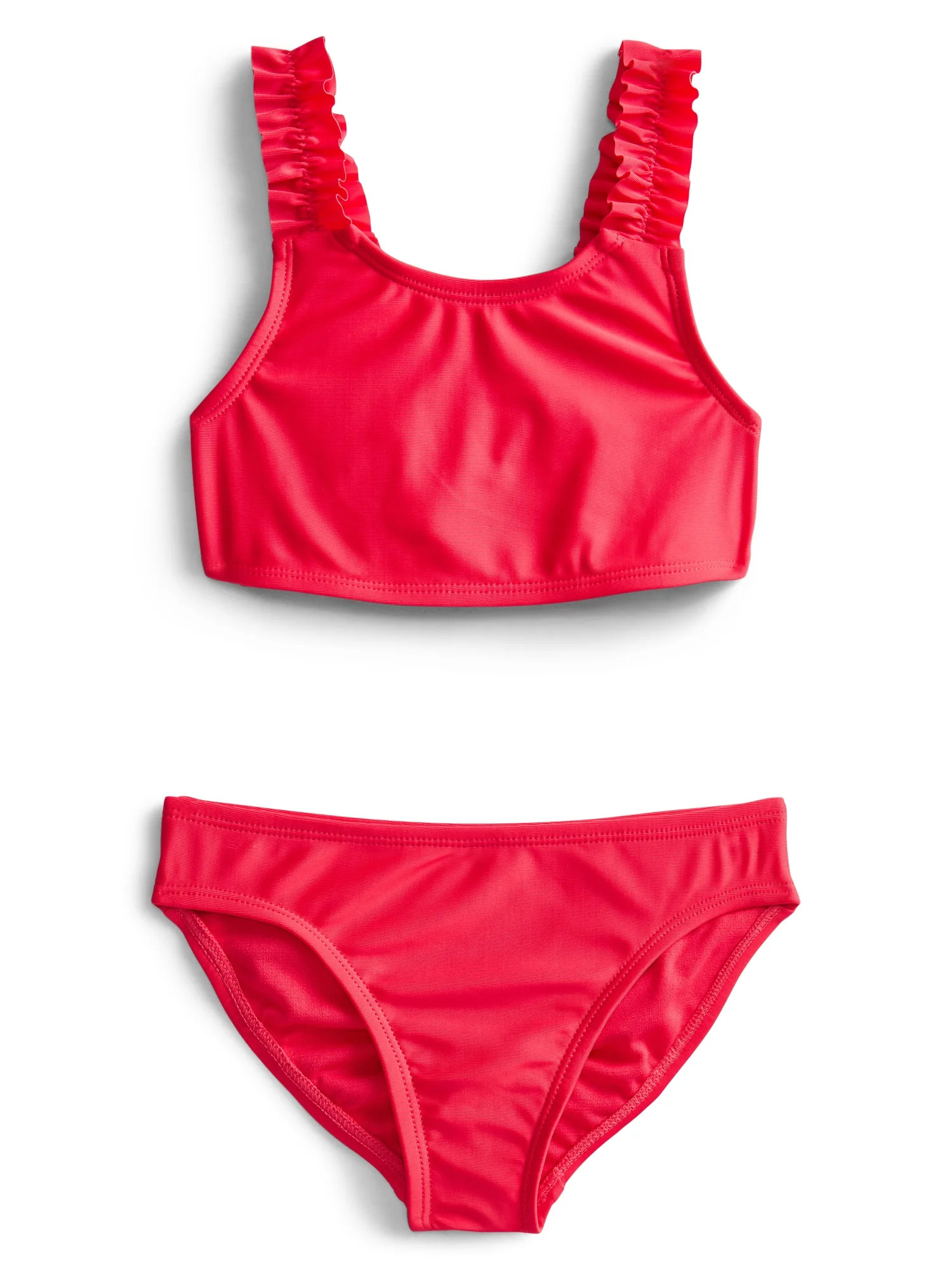 Wonder Nation Girls' Ruffle Strap Bikini with UPF 50+, 2-Piece, Sizes 4-18 | Walmart (US)