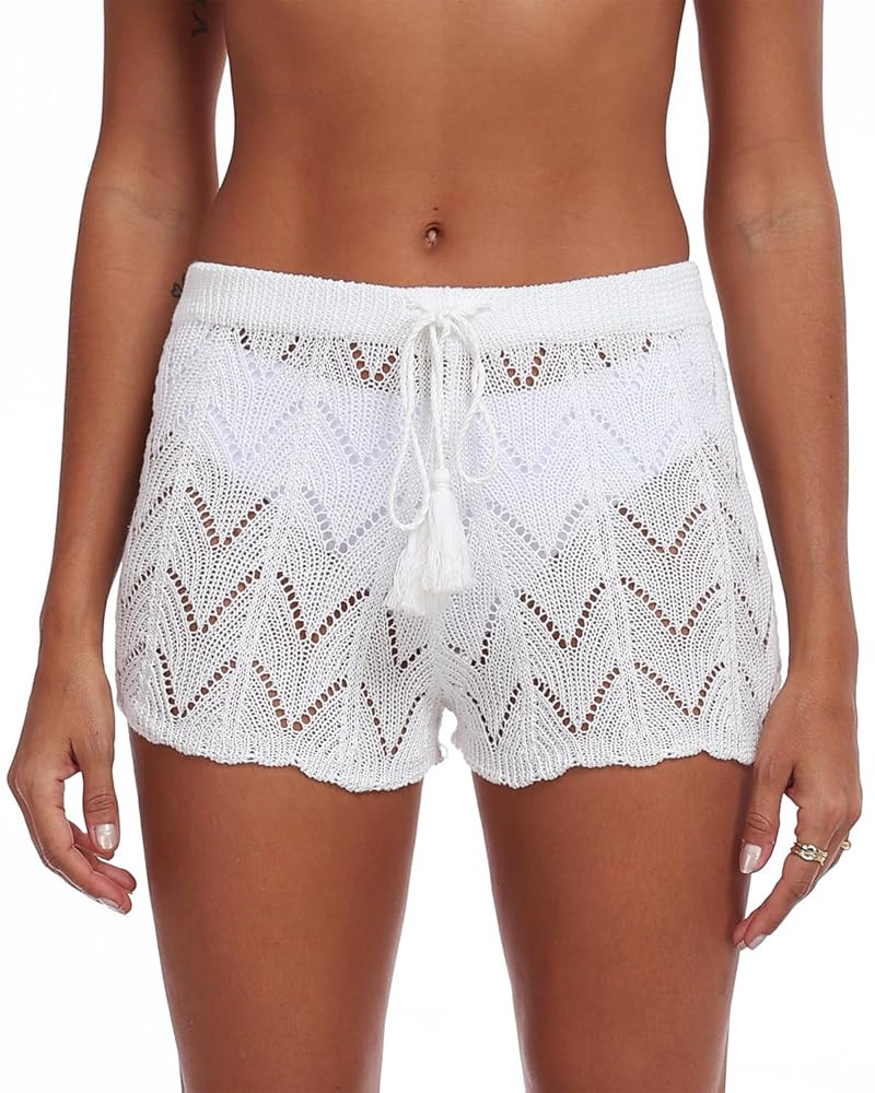 Women's Crochet Beach Cover Up Shorts with High Waist Bikini Summer Swimwear Coverups for women | Amazon (US)