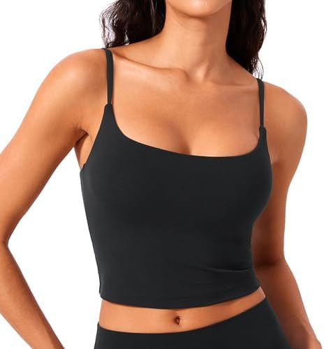 CRZ YOGA Butterlift Adjustable U Back Crop Tank Tops for Women - Padded Camisole Scoop Neck Worko... | Amazon (US)