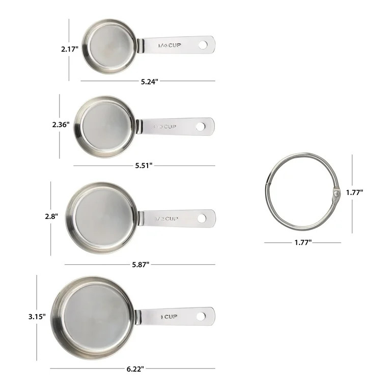 Mainstays Kitchen Stainless Steel 4-Piece Nesting Measuring Cups | Walmart (US)