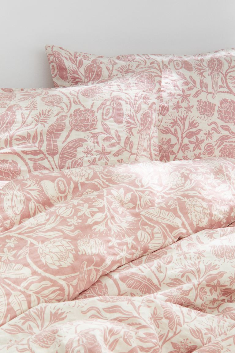 Patterned King/Queen Duvet Cover Set - Dusty rose/floral - Home All | H&M US | H&M (US + CA)